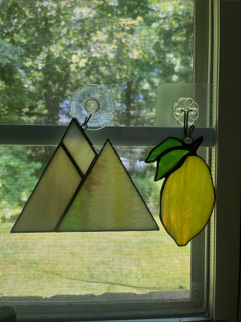 Handmade Stained Glass Lemon and Mountain Suncatcher